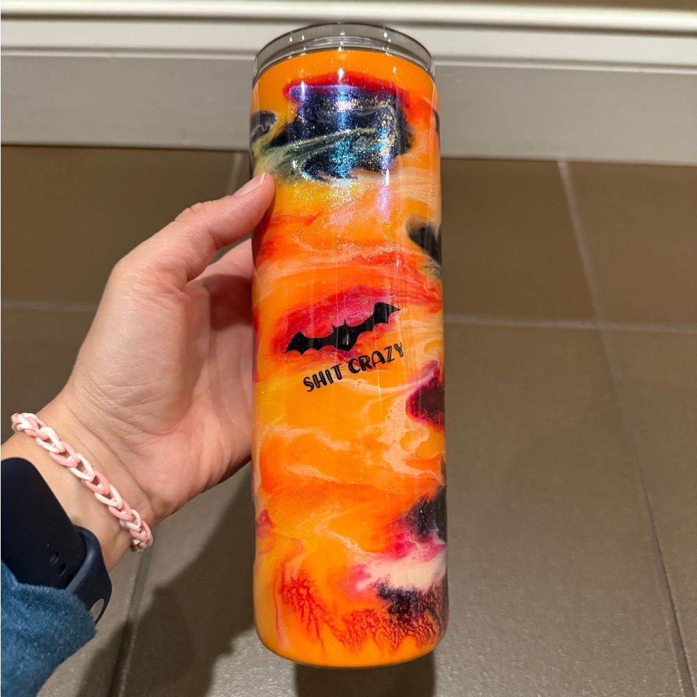 Vibrant Orange and Black 20 Oz Tumbler